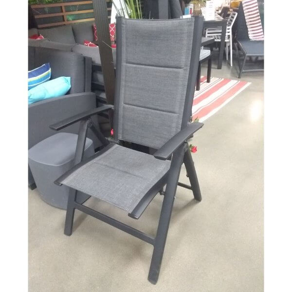 Chaise pliante inclinable textilène noir et gris