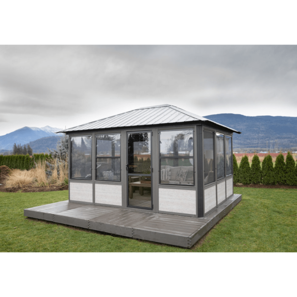 gazebo sidney gris clair à toit rigide