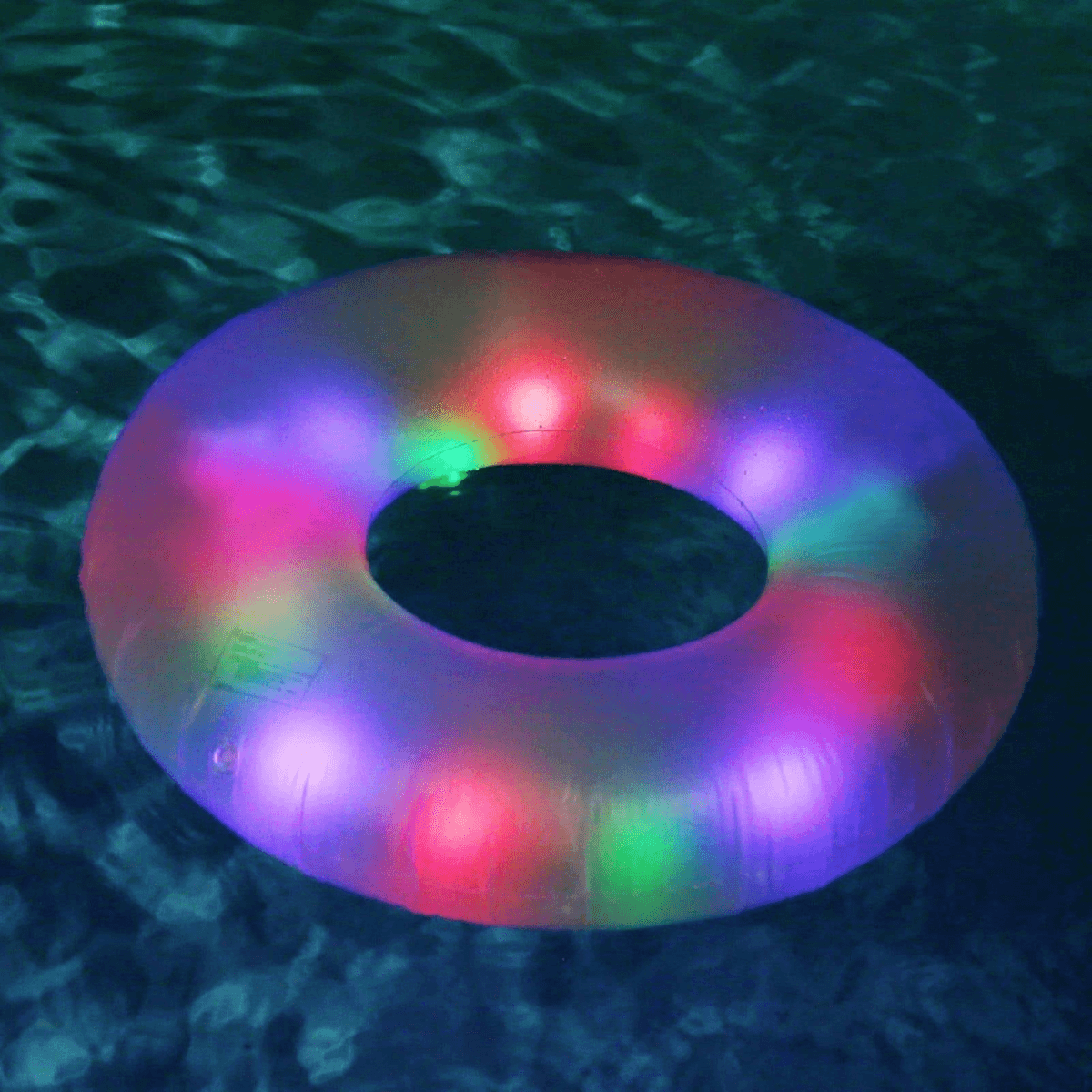 Lanblu Bouée Gonflable Piscine avec Lumière Changeante, Bouée