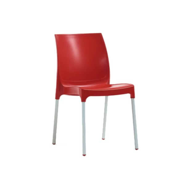 Chaise Castel rouge aluminium et fibre de verre