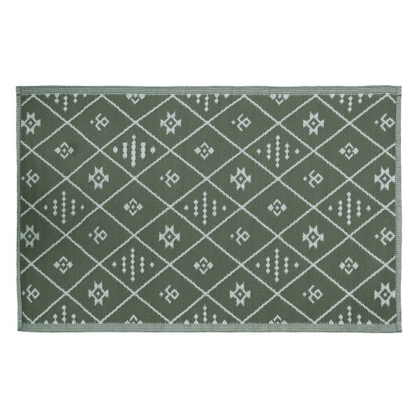 Tapis d'extérieur vert à losanges