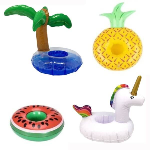 Porte-verre gonflable piscine licorne palmier melon ananas