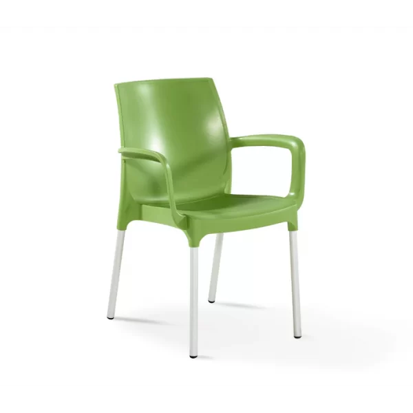 Chaise d'extérieur verte résine et aluminium