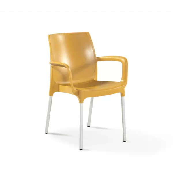 Chaise d'extérieur jaune aluminium et résine