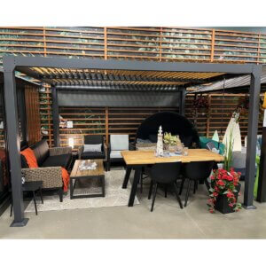 Pergola en aluminium avec lattes effet bois