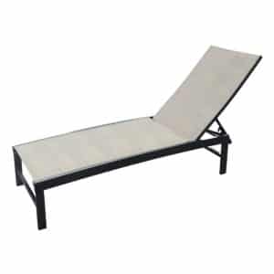 chaise longue beige aluminium et textilène