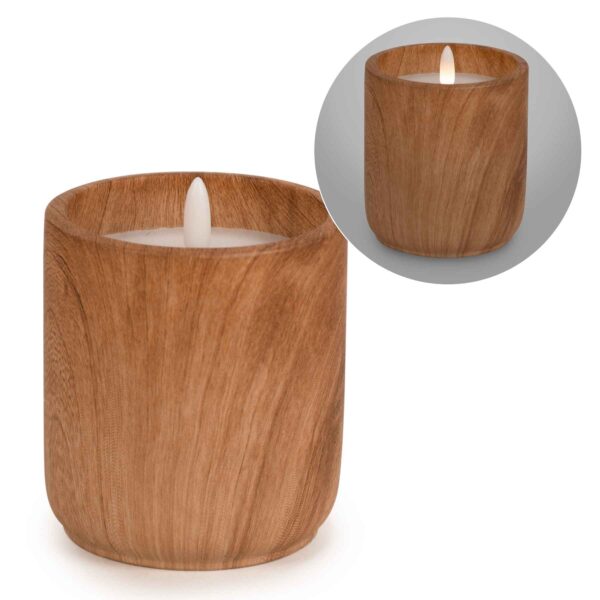 Chandelle avec pot effet bois