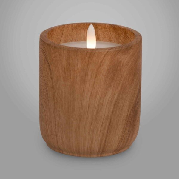 Chandelle avec pot effet bois