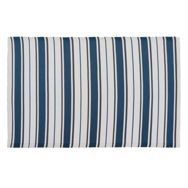 Tapis d'extérieur rayé bleu et blanc