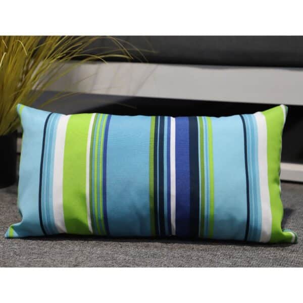 Coussin rayé bleu et vert rectangulaire