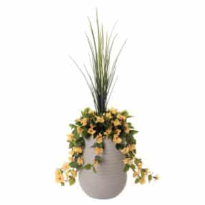 Fleurs jaunes extérieur gros pot