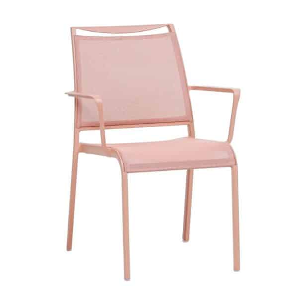 chaise d'extérieur aluminium et tissu rose