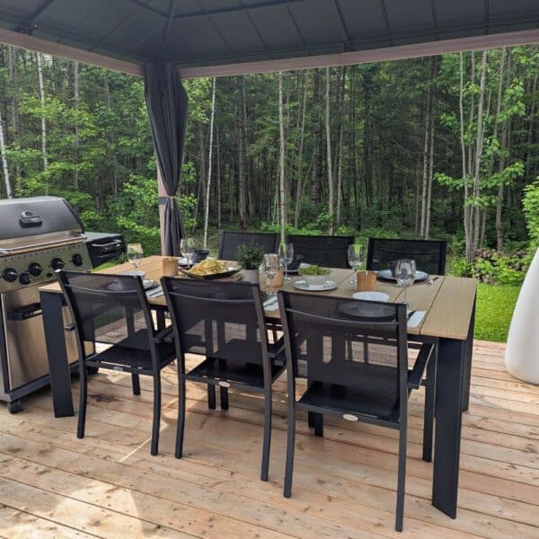 Table extensible extérieur simili bois