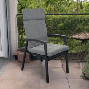 chaise inclinable aluminium pour l'extérieur avec coussin